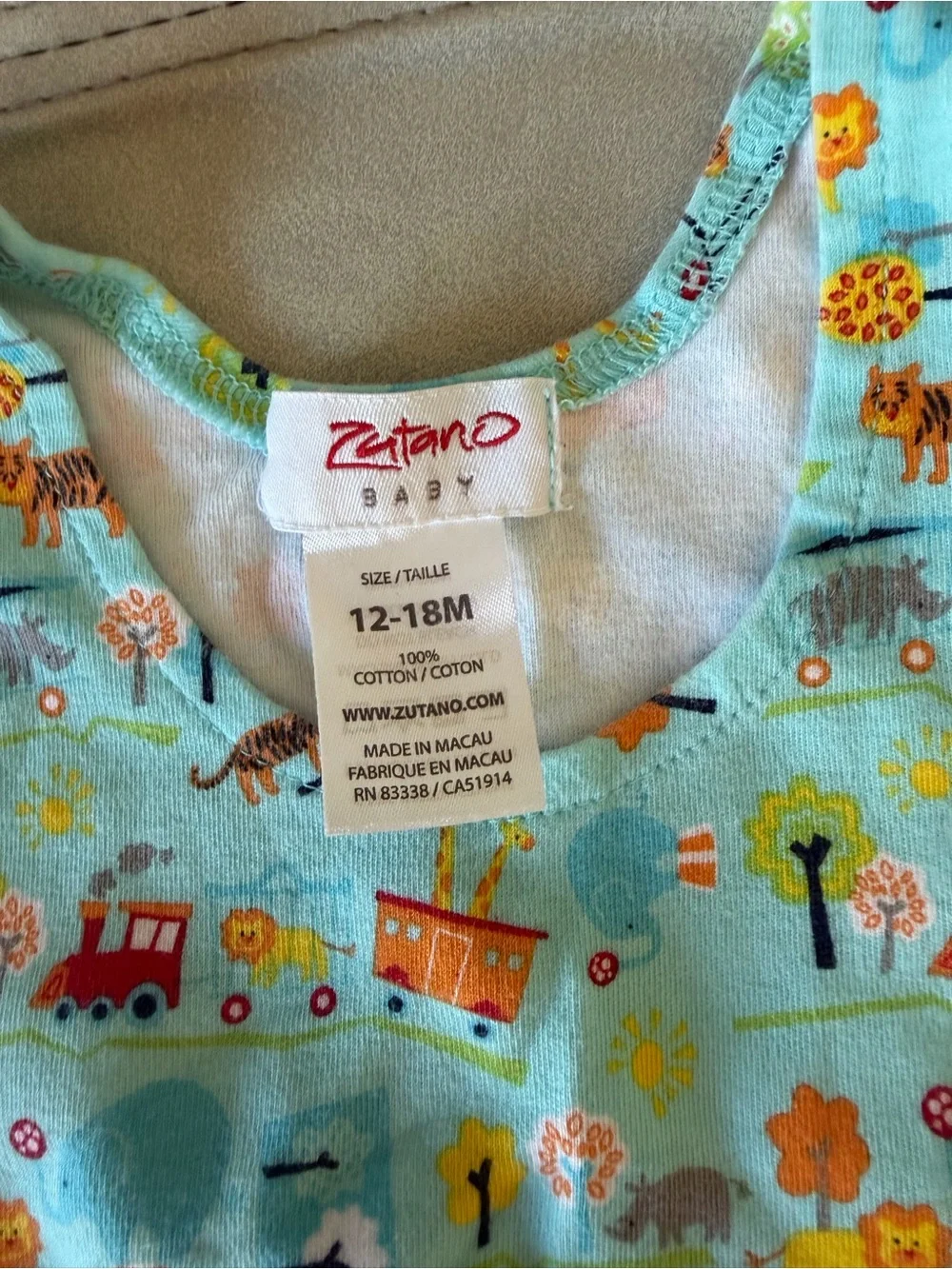 Zutano Aqua Blue Circus Romper